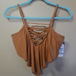 NWT California Waves Women's One Size Cup D/DD Swim Top Rusty Orange Color